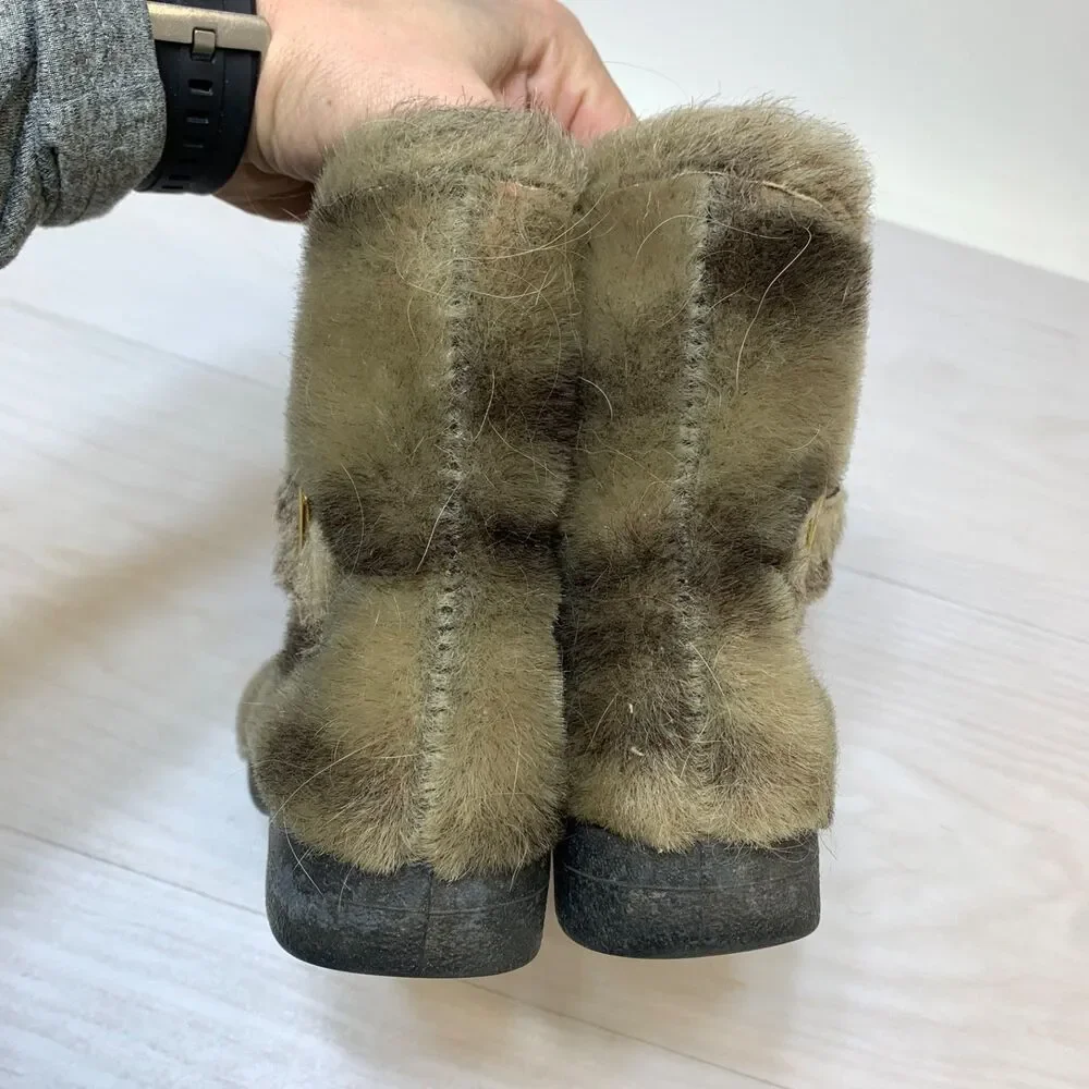 Vintage 70s Converse Stormgards Boots Womens 7 Winter Fur‎ Chukka Sherpa Beige
